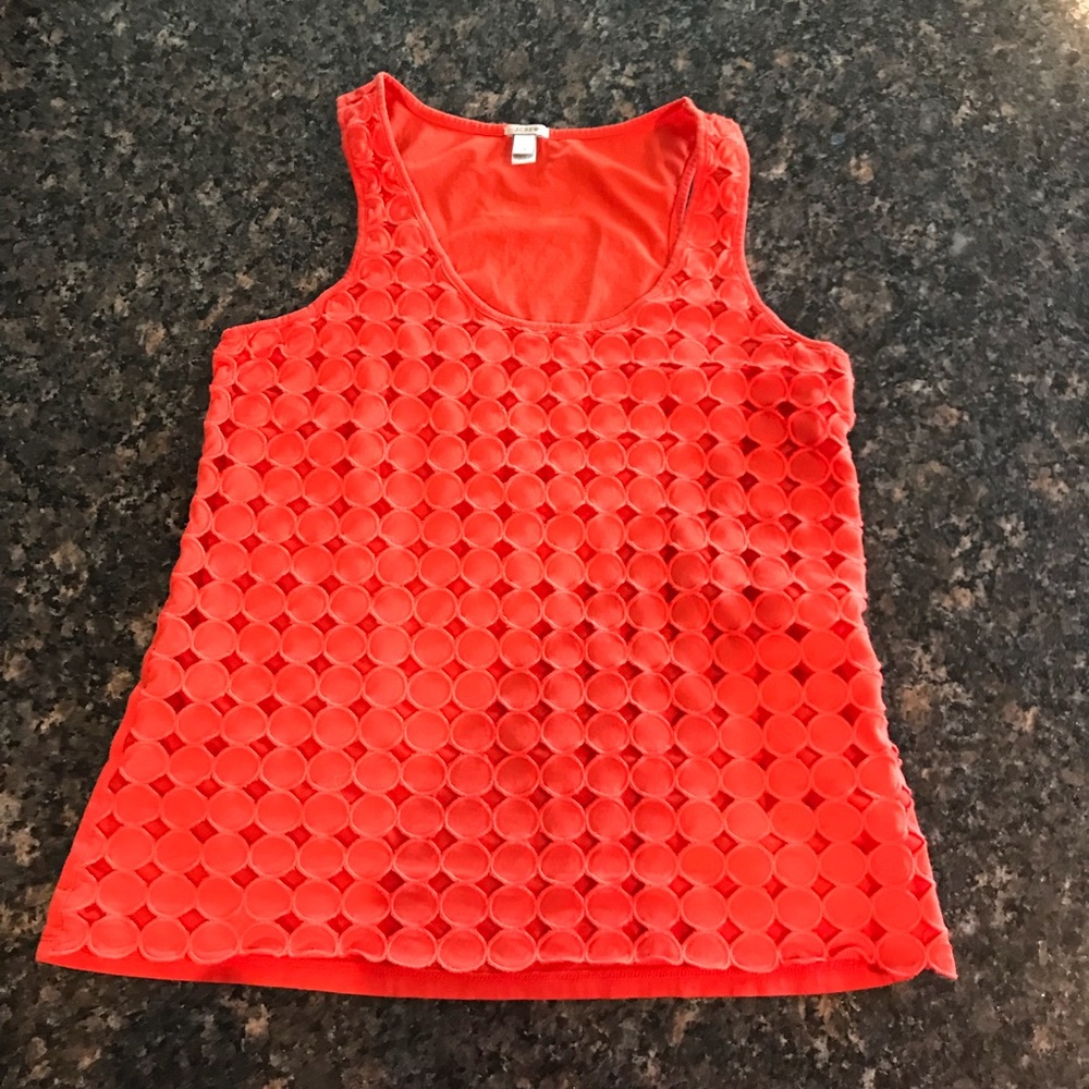 J. Crew Women’s Eyelet Dot Tank Top Orange sz XS